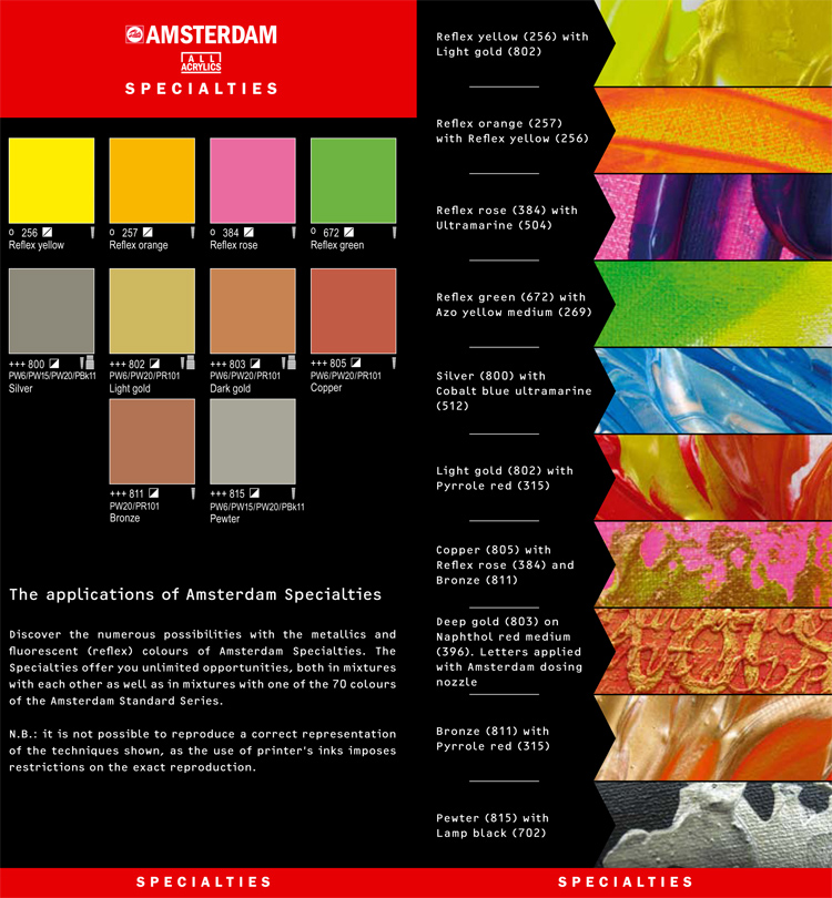 Amsterdam Specialities 120ml (Reflex, Metallic, Pearl) culori acrilice