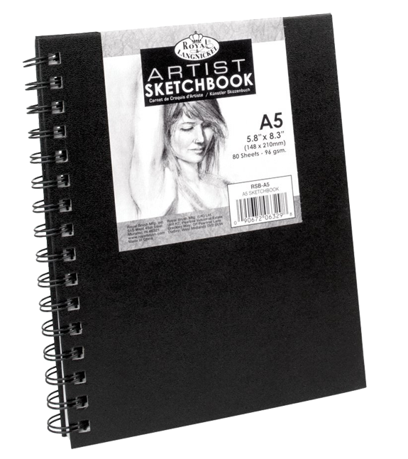 Royal & Langnickel black sketch book - A5, 80 de coli