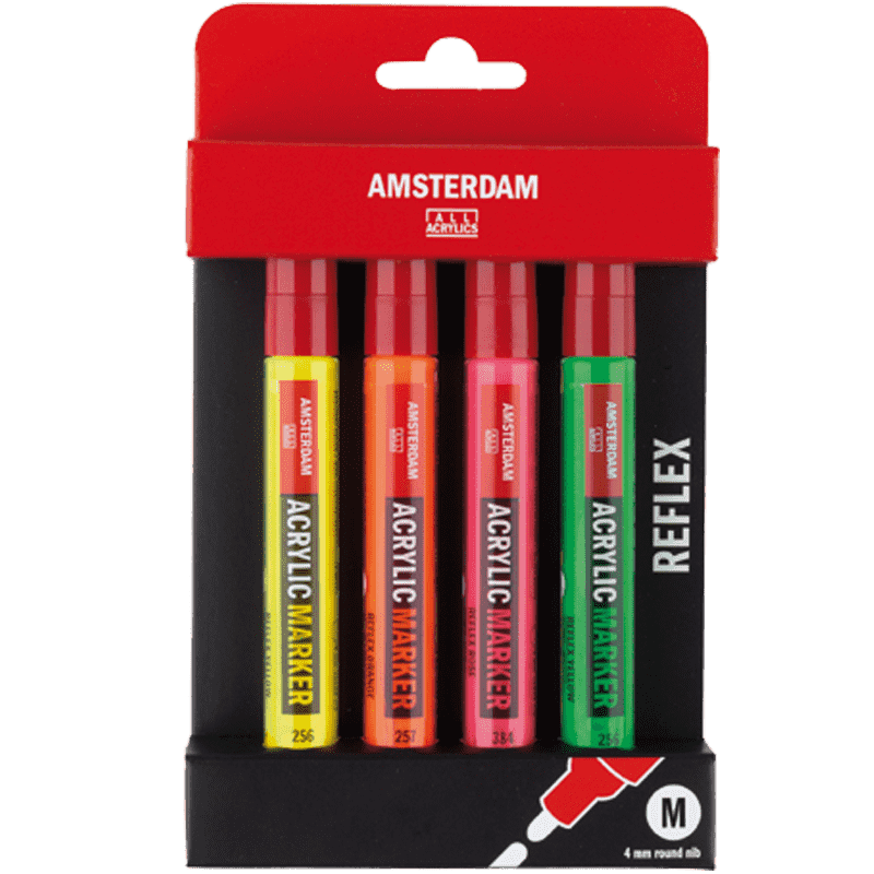 Carioci acrilice AMSTERDAM - Reflex set 4 x 4 mm