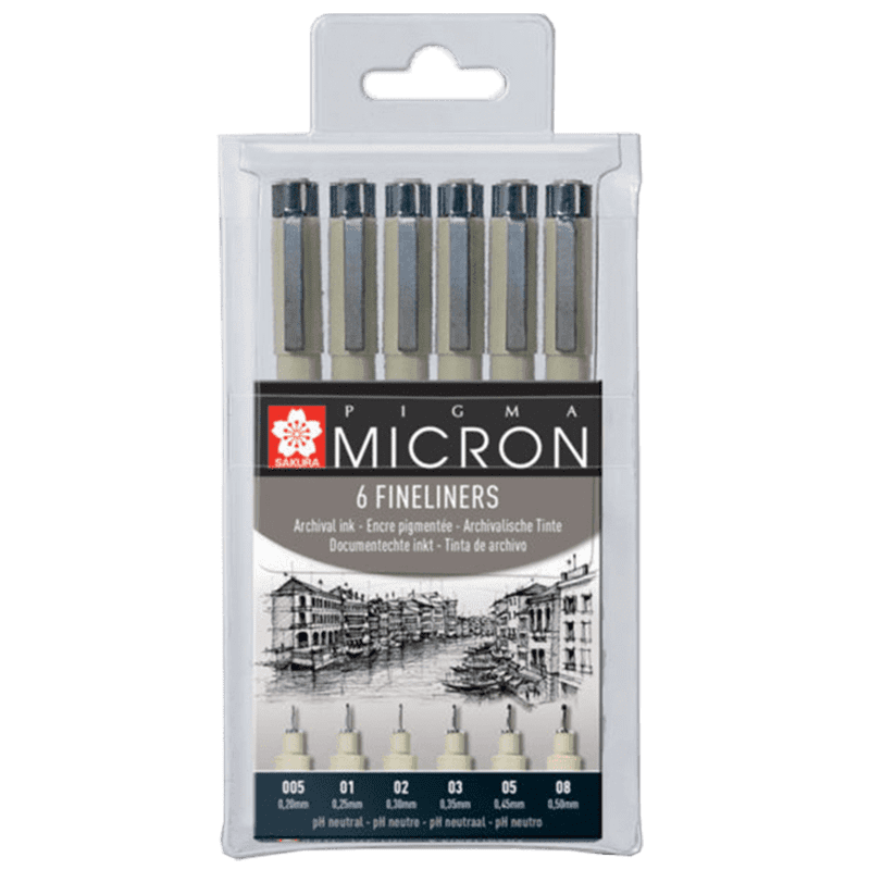 Set de stilouri tehnice SAKURA Pigma Micron - 6 bucăți