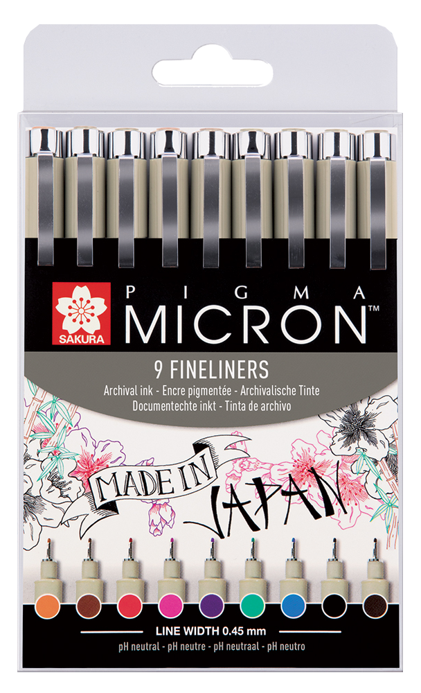 Stilou creativ SAKURA Pigma® Micron Fineliners – set de 9 buc