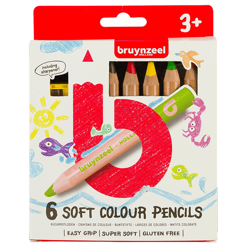 Set de creioane pentru copii Bruynzeel - scurte-groase-moi - 6buc
