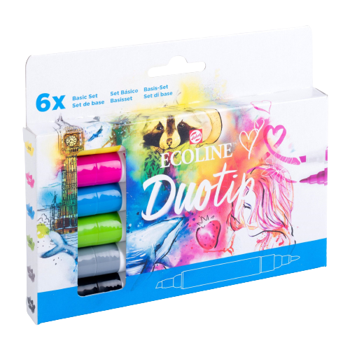 Set 6 carioci acuarela Ecoline Duotip Basic