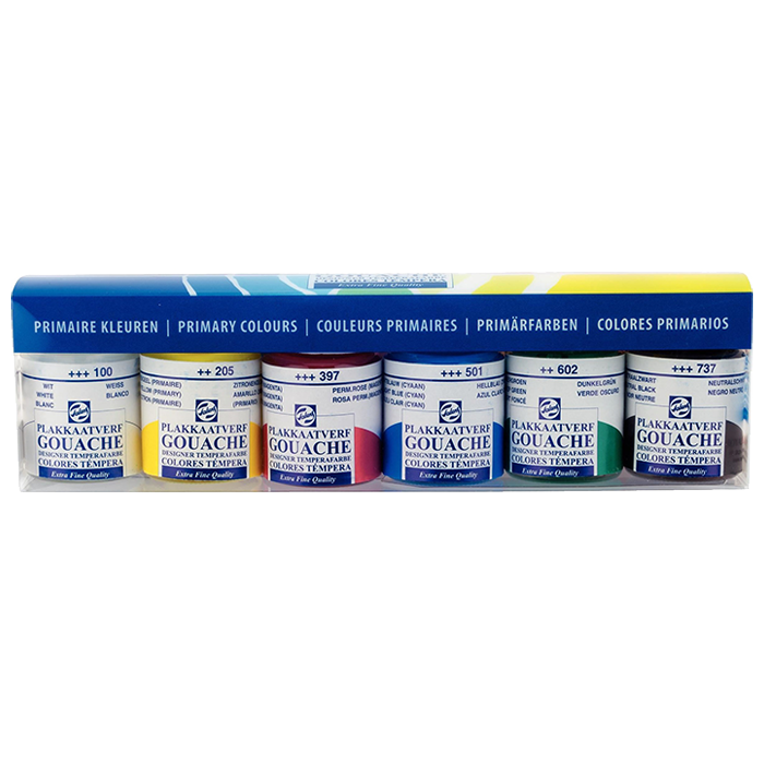 Talens Gouache Extra Fine set primar - 6 x 16 ml