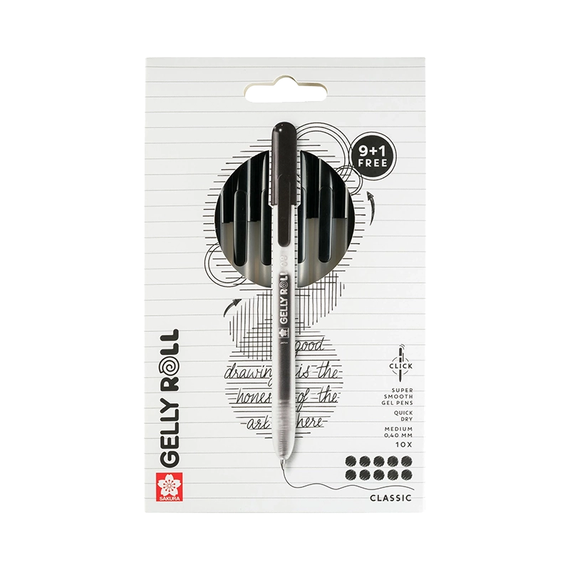 Gelly Roll pixuri cu gel clasice, set 10 bucăți (9 + 1 gratis) - Black
