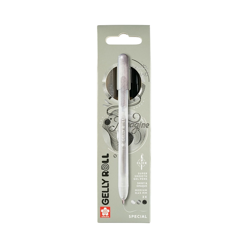 Sakura Gelly Roll set de pixuri cu gel 3 buc – Metallic Black-Silver-Black