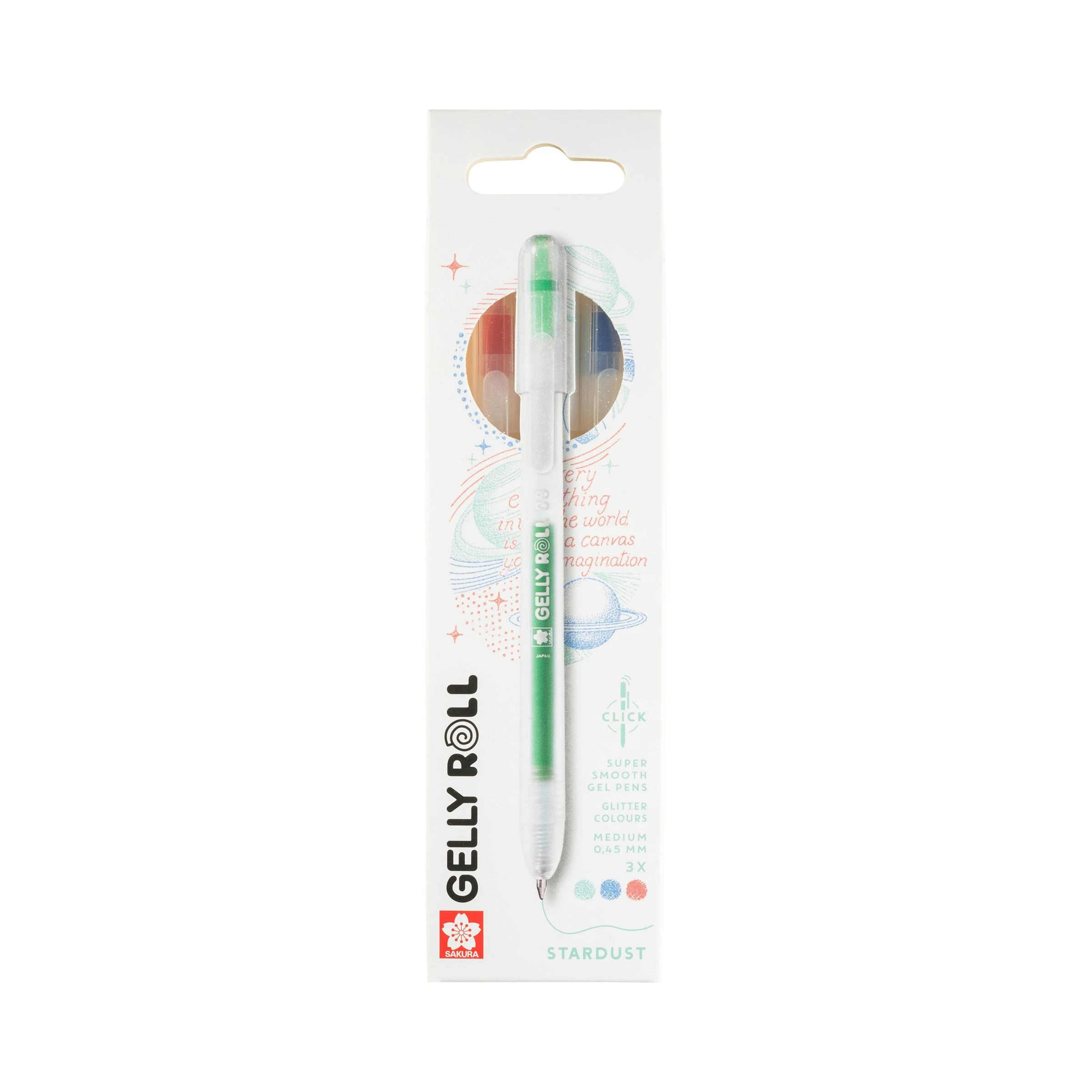 Set pixuri gel Gelly Roll Stardust 3 bucăți – Red-Blue-Green