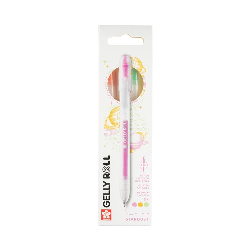Set pixuri gel Sakura Gelly Roll Stardust 3 bucăți – Orange-Rose-Emerald