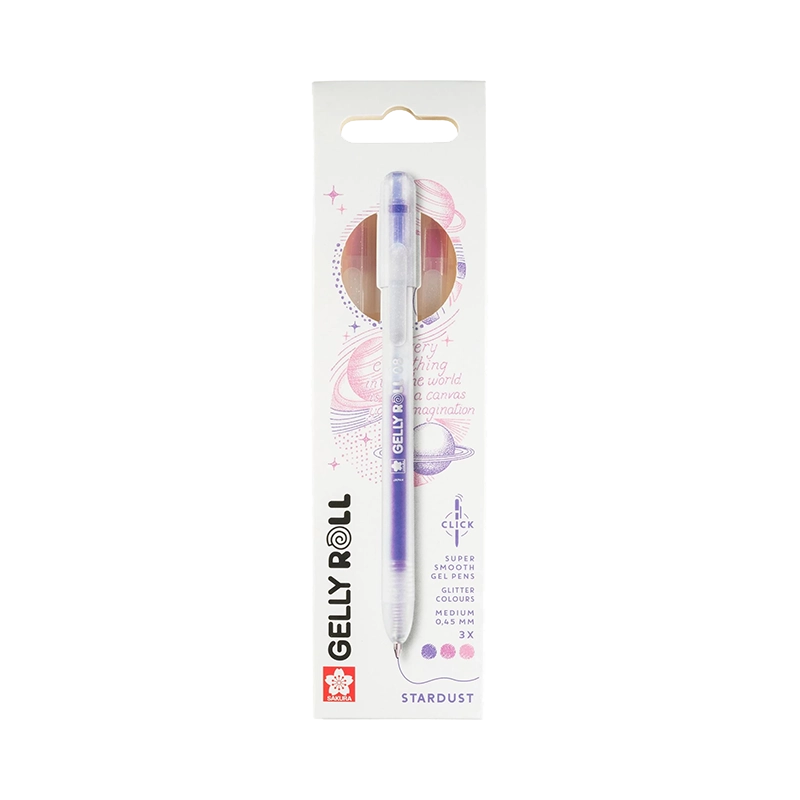 Set pixuri gel Sakura Gelly Roll Stardust 3 bucăți – Pink-Rose-Purple