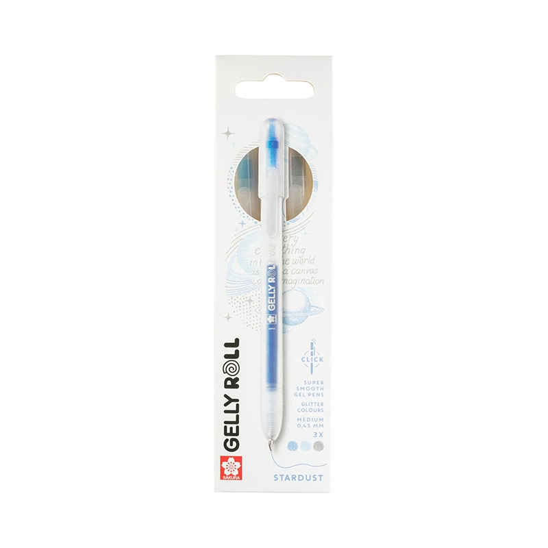 Set pixuri gel Sakura Gelly Roll Stardust 3 bucăți – Blue-Sky Blue-Silver